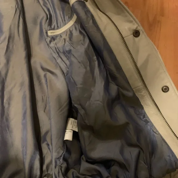 Grey Leather Jacket with Red Accents